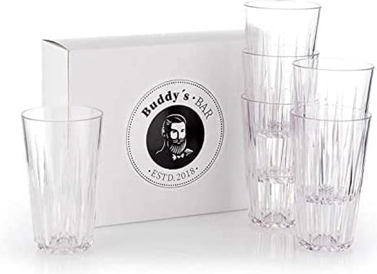 Buddy's Bar Tritan drinkglazen set - 6 stuks - 400 ml - transparant - BPA vrij en vaatwasserbestendig