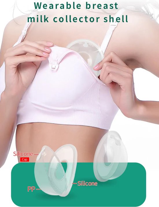 Lekschalen met afsluitbaar schenktuitje | Schelpen voor collectie Moedermelk t.v.v. zoogkompressen | 2 stuks