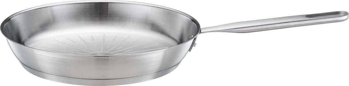 Fiskars Koekenpan Ongecoat Staal - Pan voor alle Kookplaten - Koekenpan 28 cm - Ceratec™ Antiaanbaklaag - RVS Pannen