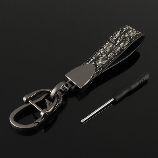 Luxe sleutelhanger Keychain Leer zwarte/wit Luxe cadeau | bol