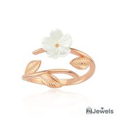 OZ Jewels Verstelbare Roségoud Gekleurde Zilveren ring met Magnoliadesign - Accessoires - Liefdessieraden - Liefdesring - Damesring - Valentijnsdag - Cadeau - Moederdag - Ring Meisje - Sieraden Dames - In mooie geschenkverpakking