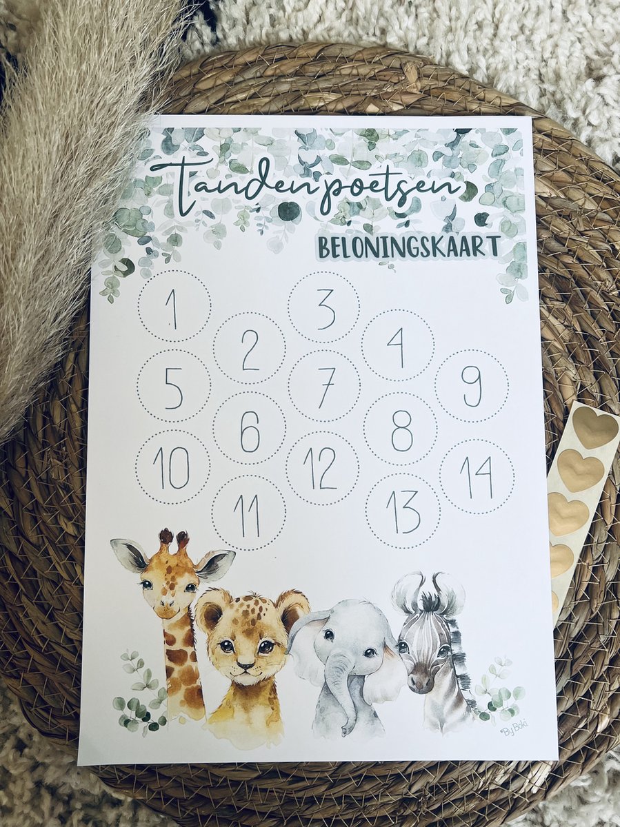 Goedkoopste Beloningskaart met stickers - Tanden poetsen - Beloningssysteem - Beloningsstickers - Jungle
