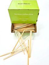 Houten Roerstokjes - Bamboe - 110 mm lang - 2000 stuks in verpakking - Koffie to go - roerstokjes - Koffie - to go - wegwerp - roerstaafjes - roerstaaf - dispenser