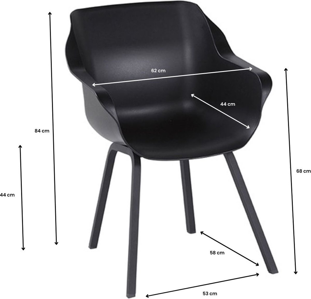 Hartman Sophie Element dining fauteuil baquet - Noir carbone