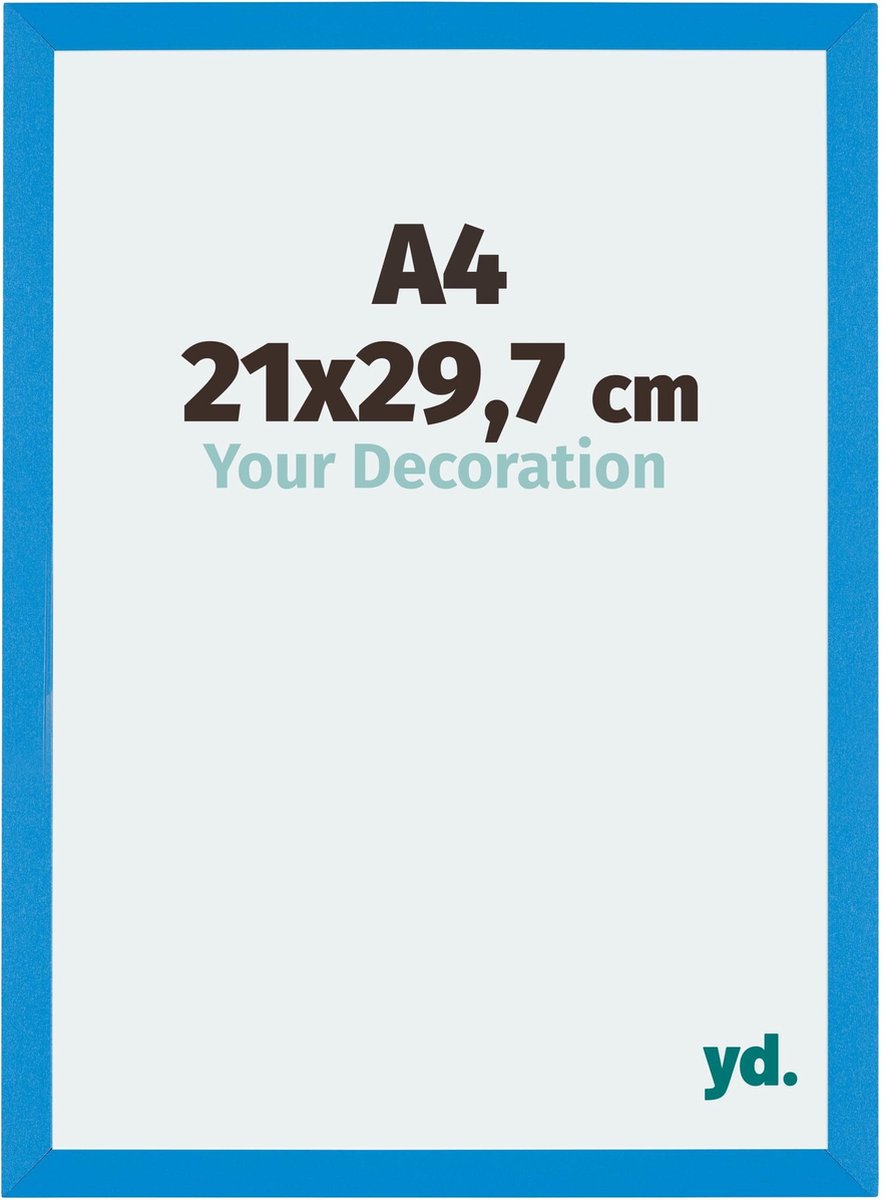 yd. Your Decoration - Fotolijst A4 21x 29,7 cm - MDF - Helder Blauw - Mura