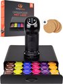 foto van Capsulehouder met Lade voor Dolce Gusto - Koffiecups Houder voor 36 Capsules - Capsulehouders - Incl 4 Onderzetters - Anti Slip - RVS - Zwart