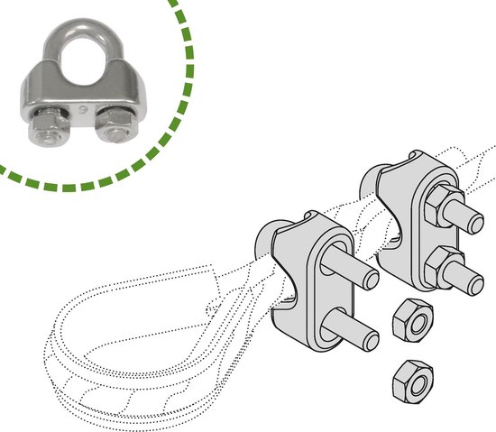 Foto: Amig staaldraadklem 5mm 4 stuks marine kwaliteit rvs aisi 316