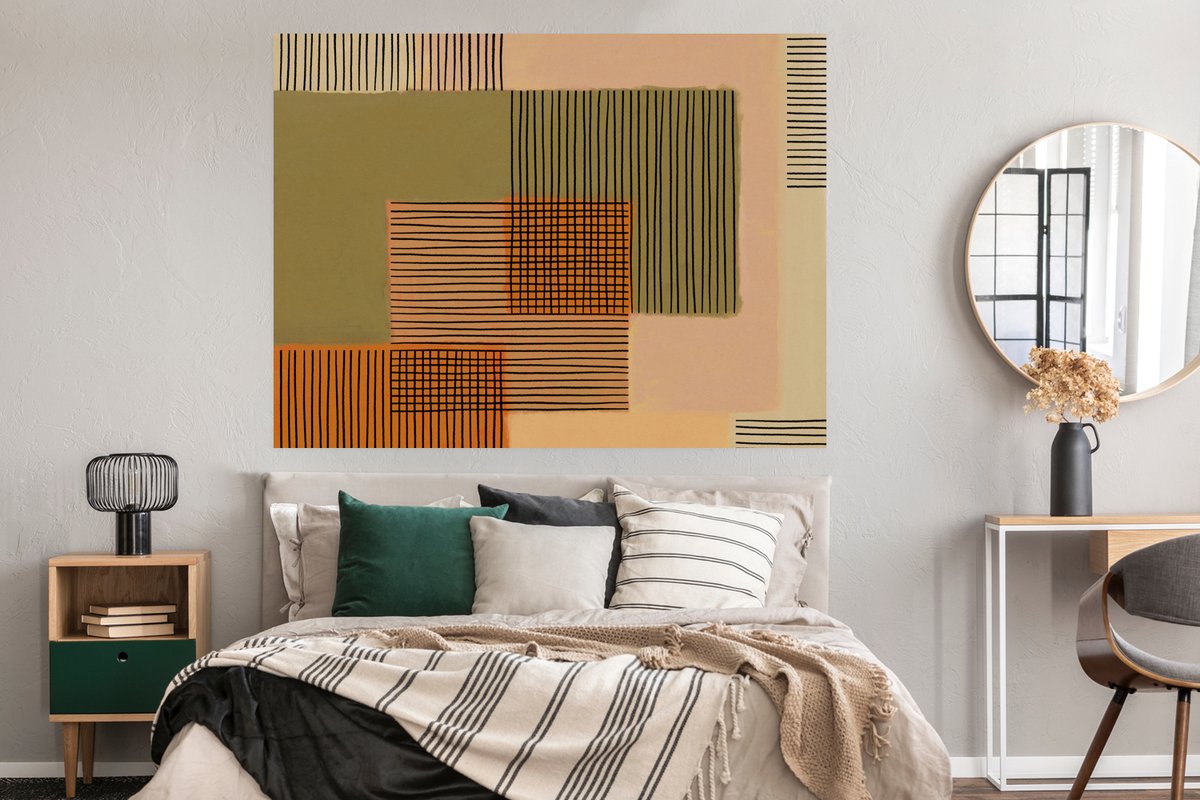 Poster Abstract - Lijnen - Kubus - Patchwork - 160x120 cm XXL