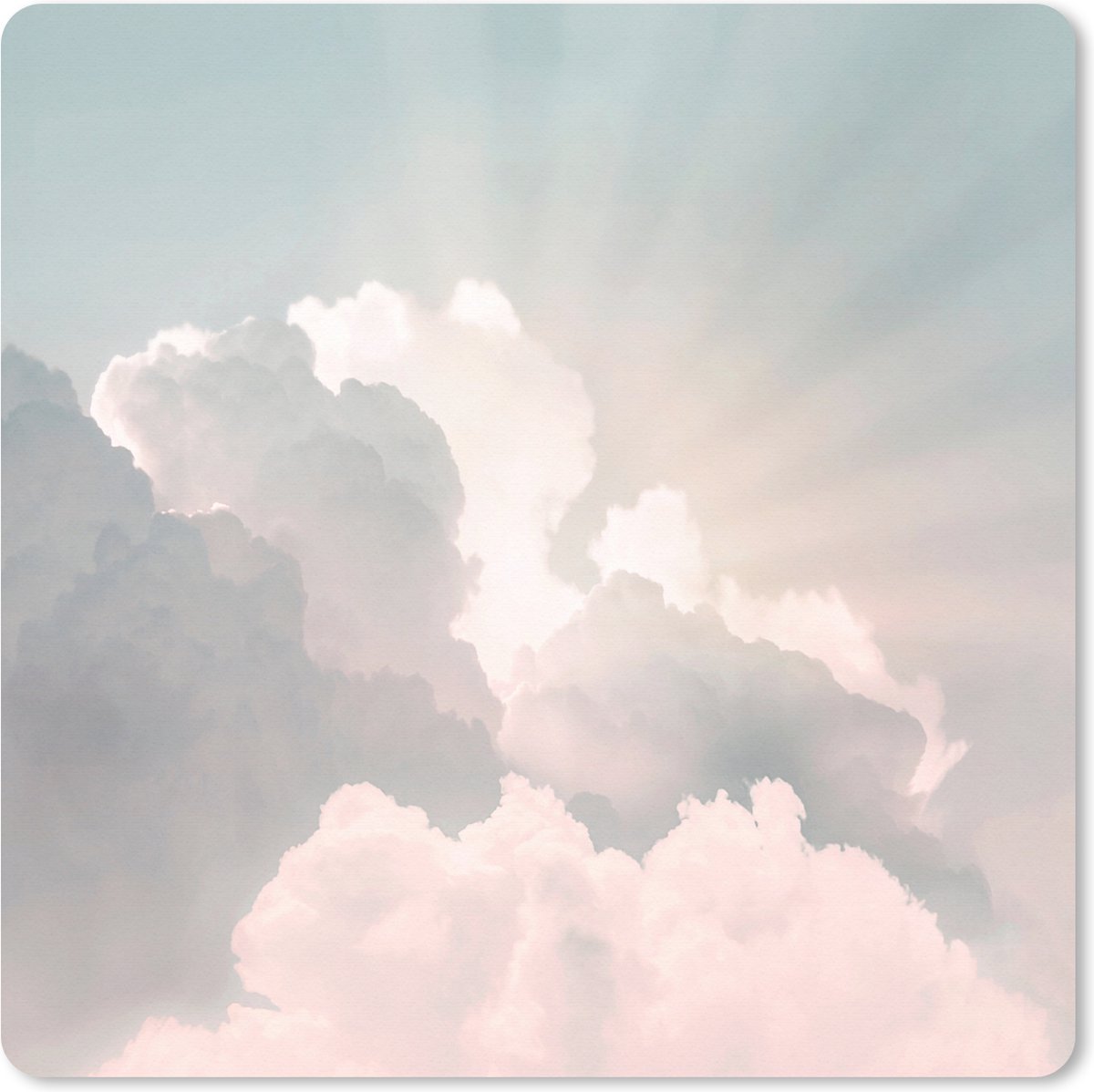 Muismat XXL 40x40 cm - Bureau onderlegger - Bureau mat Lucht - Wolken - Zon - Natuur - Bureaumat - Gaming mousepad xl - Bureaulegger groot - Computer deskmat
