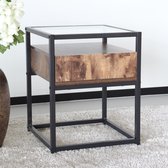 Nachtkastje Luke 43x43x54cm bijzettafel donker hout industrieel side table