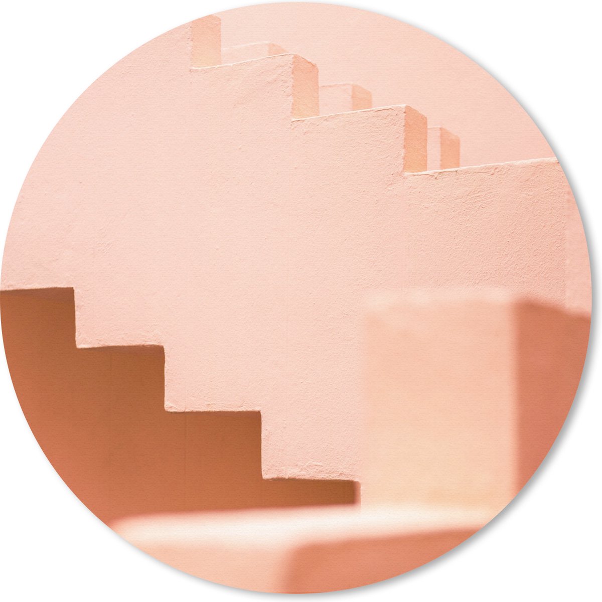 Muismat rond 50x50 cm - Mousepad Architectuur - Trappen - Pastel - Roze - Ronde muismatten