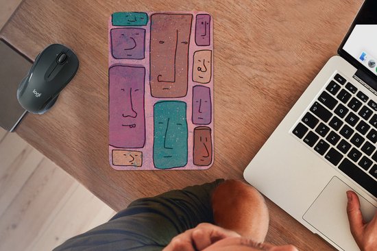 Muismat 18x27 cm - Mousepad Vintage - Gezicht - Abstract - Kunst - Patroon - Muismatten