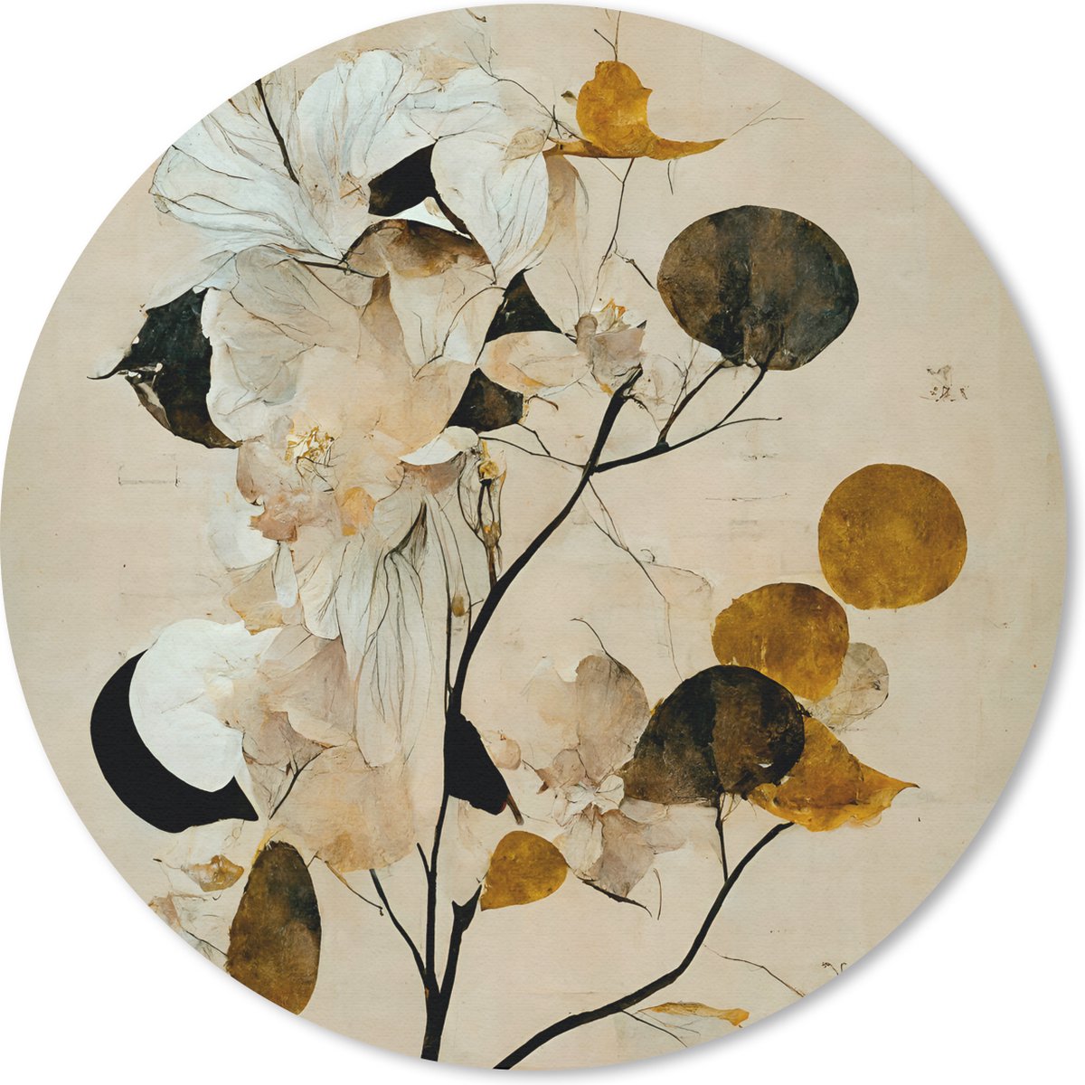 Muismat rond 30x30 cm - Mousepad Bloemen - Bladeren - Boom - Pastel - Ronde muismatten