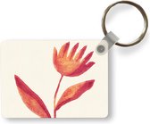 Sleutelhanger - Bloemen - Plant - Rood - Pastel - Uitdeelcadeautjes - Plastic