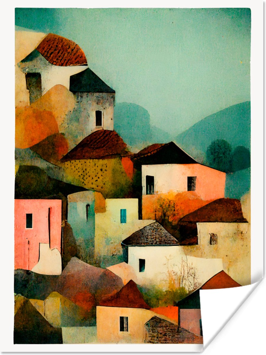 Italië - Architectuur - Dorp - Pastel - Kunst