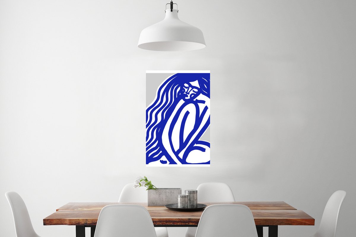 Blauw - Portret - Vrouw - Abstract