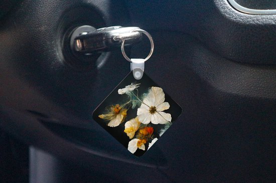 Sleutelhanger - Uitdeelcadeautjes - Bloemen - Planten - Zwart - Wit - Plastic