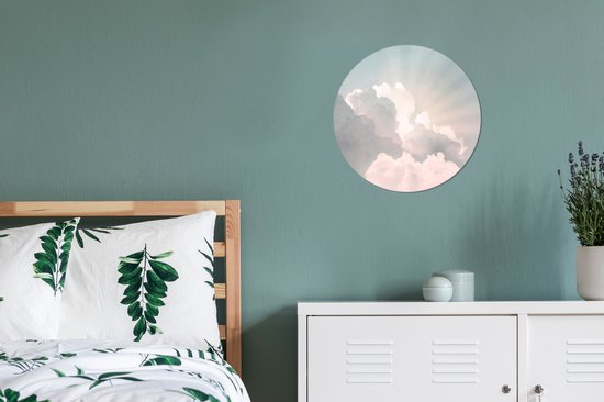 WallCircle - Wall Circle - Wall Circle Indoor - Ciel - Nuages ​​- Soleil - Nature - 30x30 cm - Décoration murale - Peintures Ronds