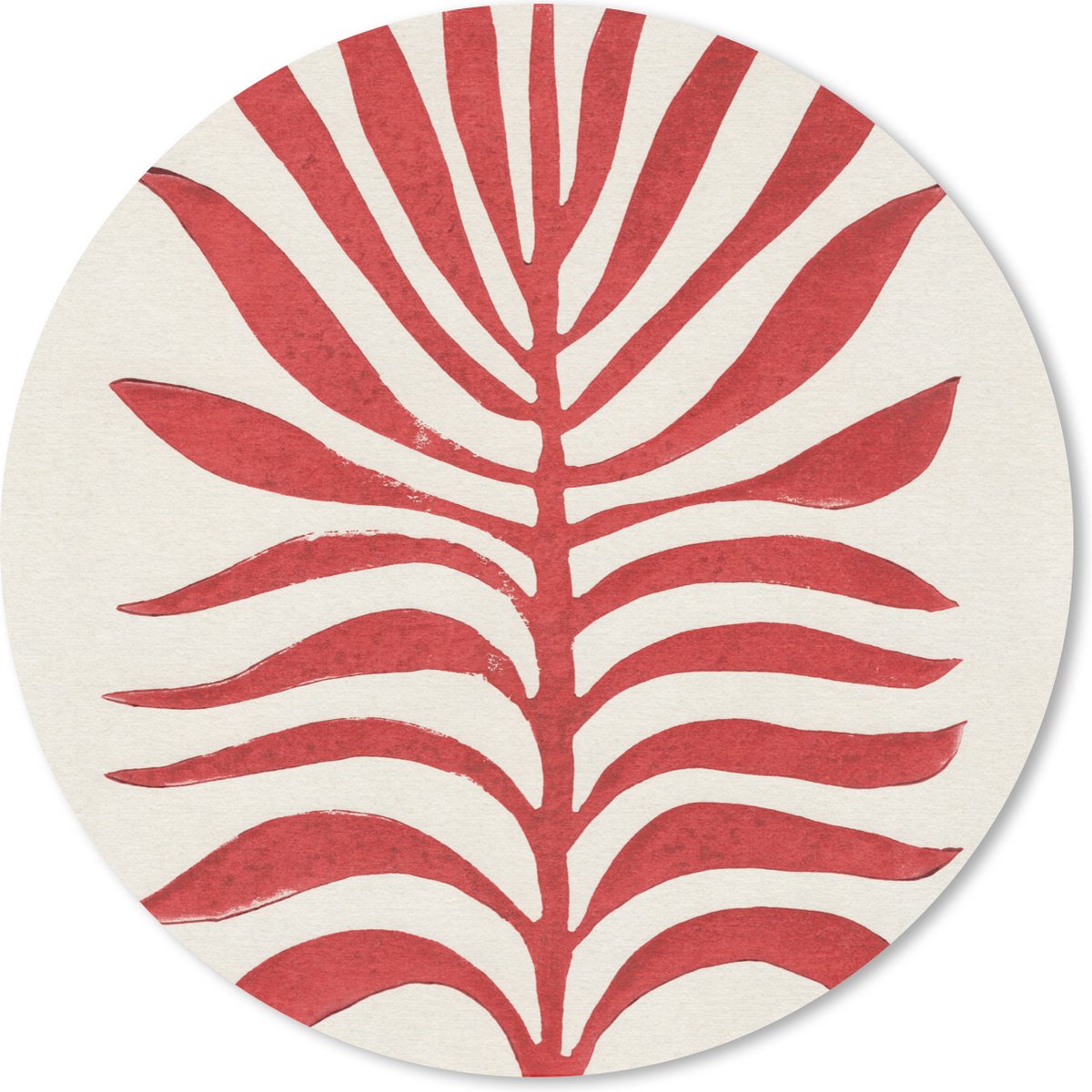 Muismat rond 40x40 cm - Mousepad Plant - Rood - Bladeren - Abstract - Ronde muismatten