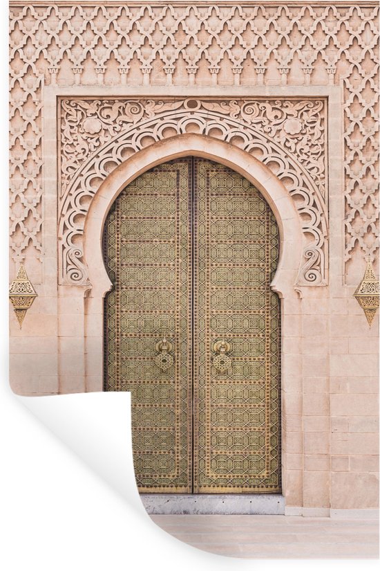 Muurstickers - Sticker Folie - Marokkaanse deur - Roze - Kunst - Poort - 60x90 cm - Plakfolie - Muurstickers Kinderkamer - Zelfklevend Behang - Zelfklevend behangpapier - Stickerfolie