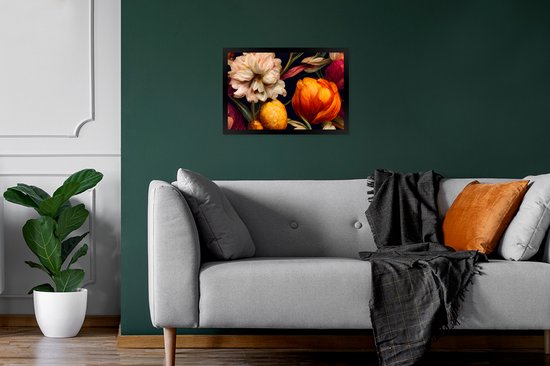 Fotolijst incl. Poster - Bloemen - Planten - Kleuren - Wit - 30x20 cm - Posterlijst