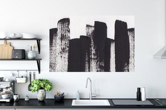 Stickers muraux - Film autocollant - Peinture - Abstrait - Zwart - Wit - 120x80 cm - Film adhésif - Stickers muraux chambre d'enfant - Papier peint autocollant - Papier peint autocollant - Film autocollant