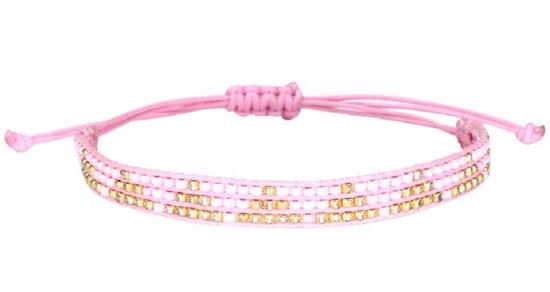 Armband Dames - Glaskralen - Verstelbaar - Roze