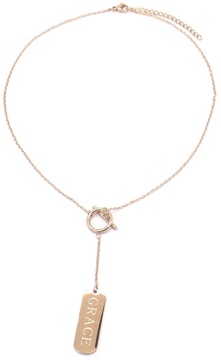 Christelijke rosegoudkleurige ketting met GRACE bedel – christelijk sieraad - cadeau - Jezus - God - kado - geloof – christelijke halsketting