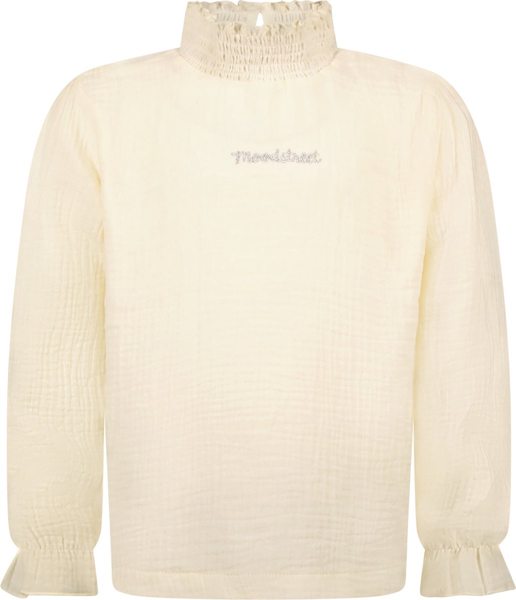 Meisjes blouse smock kraag - Warm wit