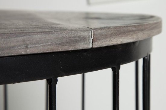 Ronde salontafel FACTORY LOFT 60cm grijs mangohout zwart metalen frame handgemaakt - 39672
