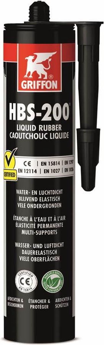 Griffon liquid rubber - hbs 200 - koker 310 ml - zwart | bol.com
