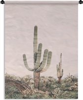Wandkleed - Wanddoek - Cactus - Groen - Natuur - Planten - 90x120 cm - Wandtapijt