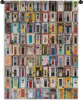 Wandkleed - Wanddoek - Deuren - Kleurrijk - Collage - Architectuur - 60x80 cm - Wandtapijt