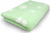 Topmast Vetbed - Hondendeken - Benchmat -puppykleed dierenmat - Lichtgroen voetprint Anti-Slip - 150x100 cm machinewasbaar