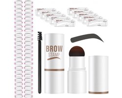 Wenkbrauw Stempel Set – Brow Stamp – 34 Sjablonen – Waterproof & Herbruikbaar – Zwart – Make-up Cadeau voor Haar