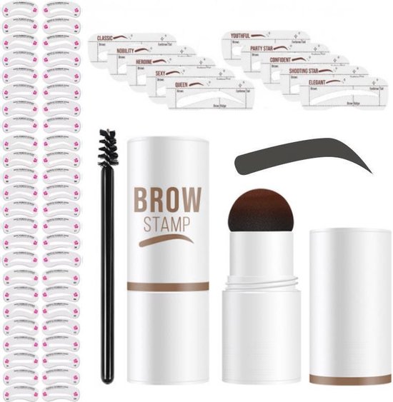 Foto: Cosas m s wenkbrauw stempel brow stamp make up grey black incl 34 sjablonen waterproof cadeau voor haar