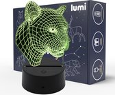 Lampe 3D Lumi - 16 Couleurs - Tigre - Animaux - Illusion LED - Lampe de Bureau - Veilleuse - Lampe d'ambiance - Dimmable - USB ou Piles - Télécommande - Cadeau pour Garçons - Enfants