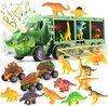 Afbeelding van het spelletje KALON dinosaurus speelgoedvrachtwagens set met knipperende lichten, muziek, brullend geluid (groen)