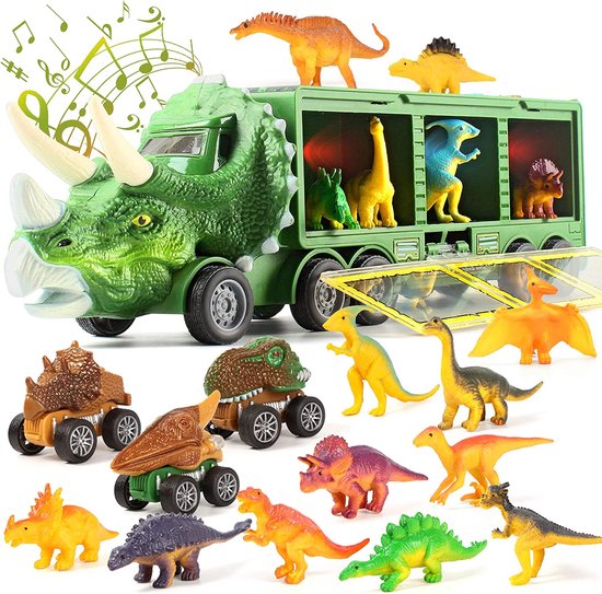 Ensemble de camions jouets dinosaures KALON avec lumières clignotantes,  musique, son