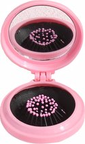 Mini Haarborstel / Spiegel Inklapbaar - Roze | 7,3 x 6,5 x 2,6 cm | Fashion Favorite
