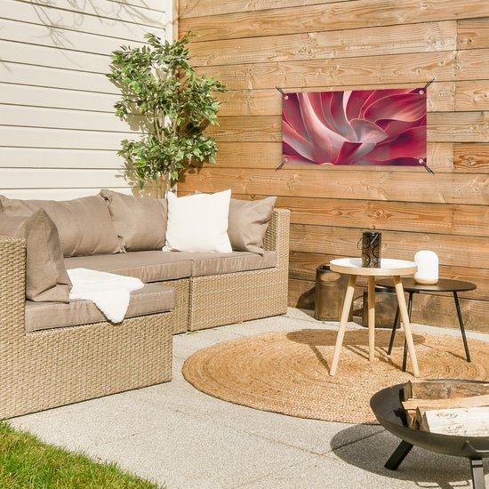 Tuinposter Stilleven - Bladeren - Plant - Roze - 60x30 cm - Tuindoek - Buitenposter