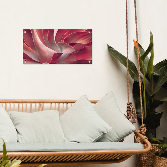 Tuinposter Stilleven - Bladeren - Plant - Roze - 60x30 cm - Tuindoek - Buitenposter