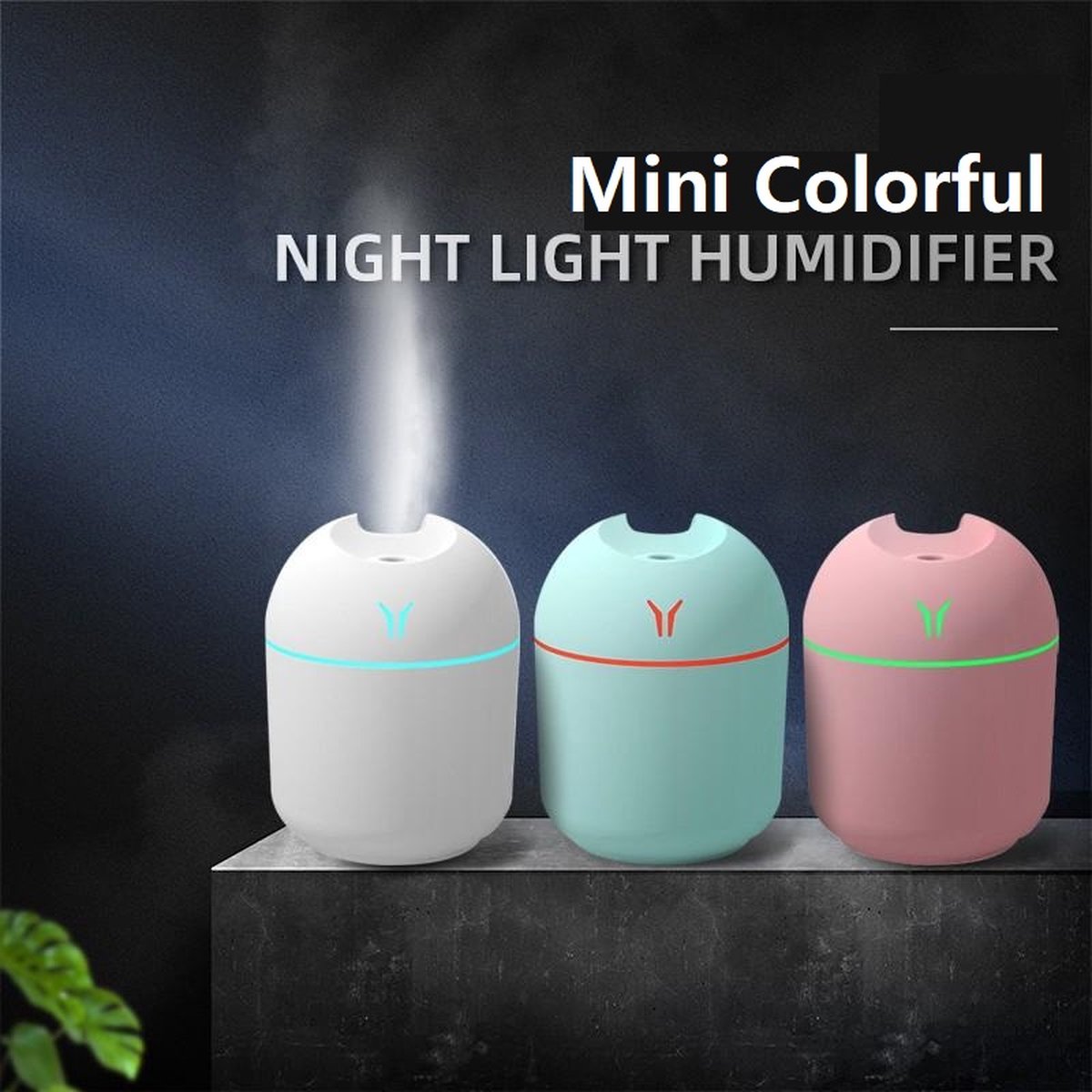 Ultrasone Aroma Luchtbevochtiger en Verstuiver met LED Lamp - 260ml - Draagbaar - USB - Voor Thuis en Auto - Met Essentiële Olie Diffuser en Luchtreiniger - Romantisch Licht - Anion Mist Maker. — cadeau in Wonen & Interieur - foto 2