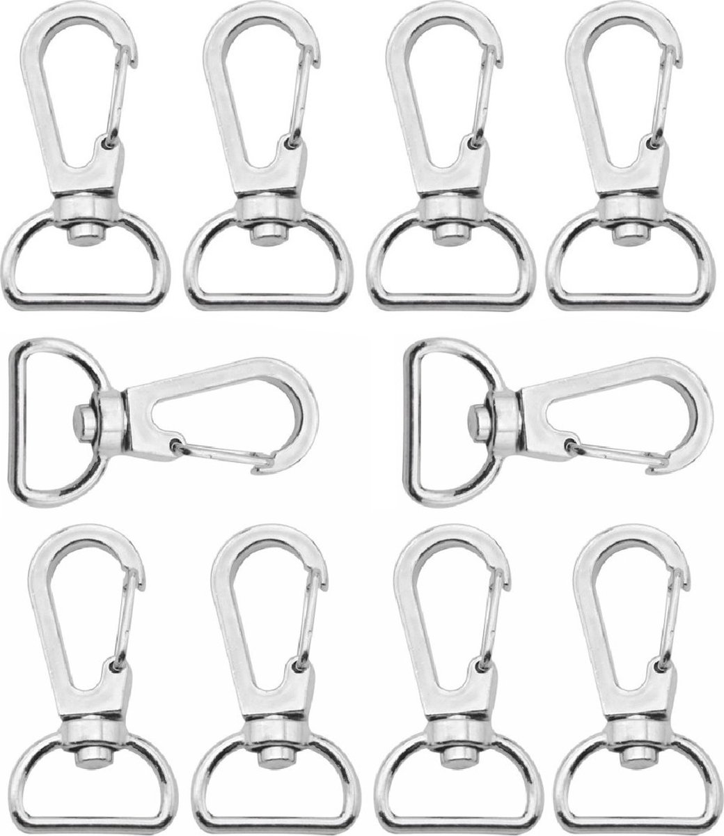 Fako Bijoux® - Musketonhaak - Karabijnhaak - Sleutelhanger - 24x40mm - Zilverkleurig - 10 Stuks