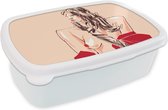 Boîte à pain Wit - Lunch box - Boîte à pain - Femme - Portrait - Pastel - Rouge - 18x12x6 cm - Adultes