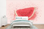 Behang - Fotobehang Watermeloen - Fruit - Pastel - Zomer - Breedte 375 cm x hoogte 280 cm - Behangpapier