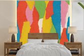 Behang - Fotobehang Abstract - Vormen - Collage - Retro - Breedte 220 cm x hoogte 220 cm - Behangpapier