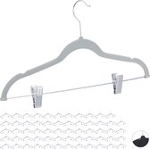 Relaxdays kledinghanger met clips - 60 stuks - grijs - klerenhanger - broekhangers