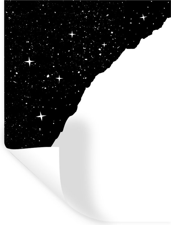 Stickers muraux - Film autocollant - Nuit - Escalade - Étoiles - Zwart - Wit - 90x120 cm - Film adhésif - Stickers muraux Chambre d'enfant - Papier peint autocollant