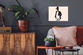 Muurstickers - Sticker Folie - Pinguïn - Dier - Hoed - Colbert - Zwart - 40x30 cm - Plakfolie - Muurstickers Kinderkamer - Zelfklevend Behang - Zelfklevend behangpapier - Stickerfolie